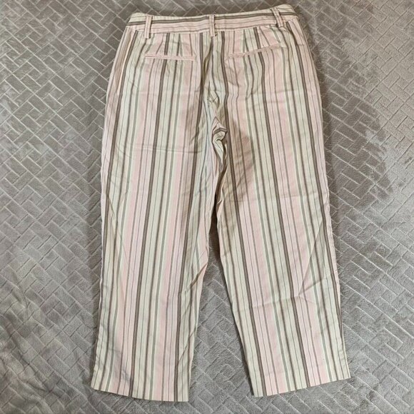 Talbots Womens 4 Pants Cropped Casual Capri Pink Striped Mid Rise Stretch - Picture 8 of 10